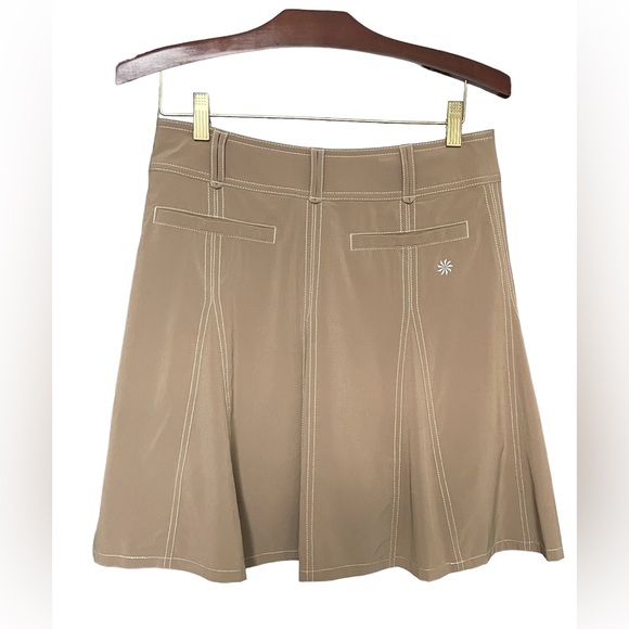 ATHLETA Whatever Women's Tan Fit and Flare Stretch Athletic Skort Skirt EUC Sz 4 - Picture 2 of 9